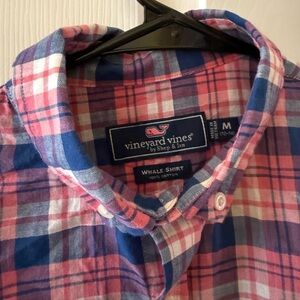Vineyard Vines Boys Casual Plaid Shirt - Pink and Blue